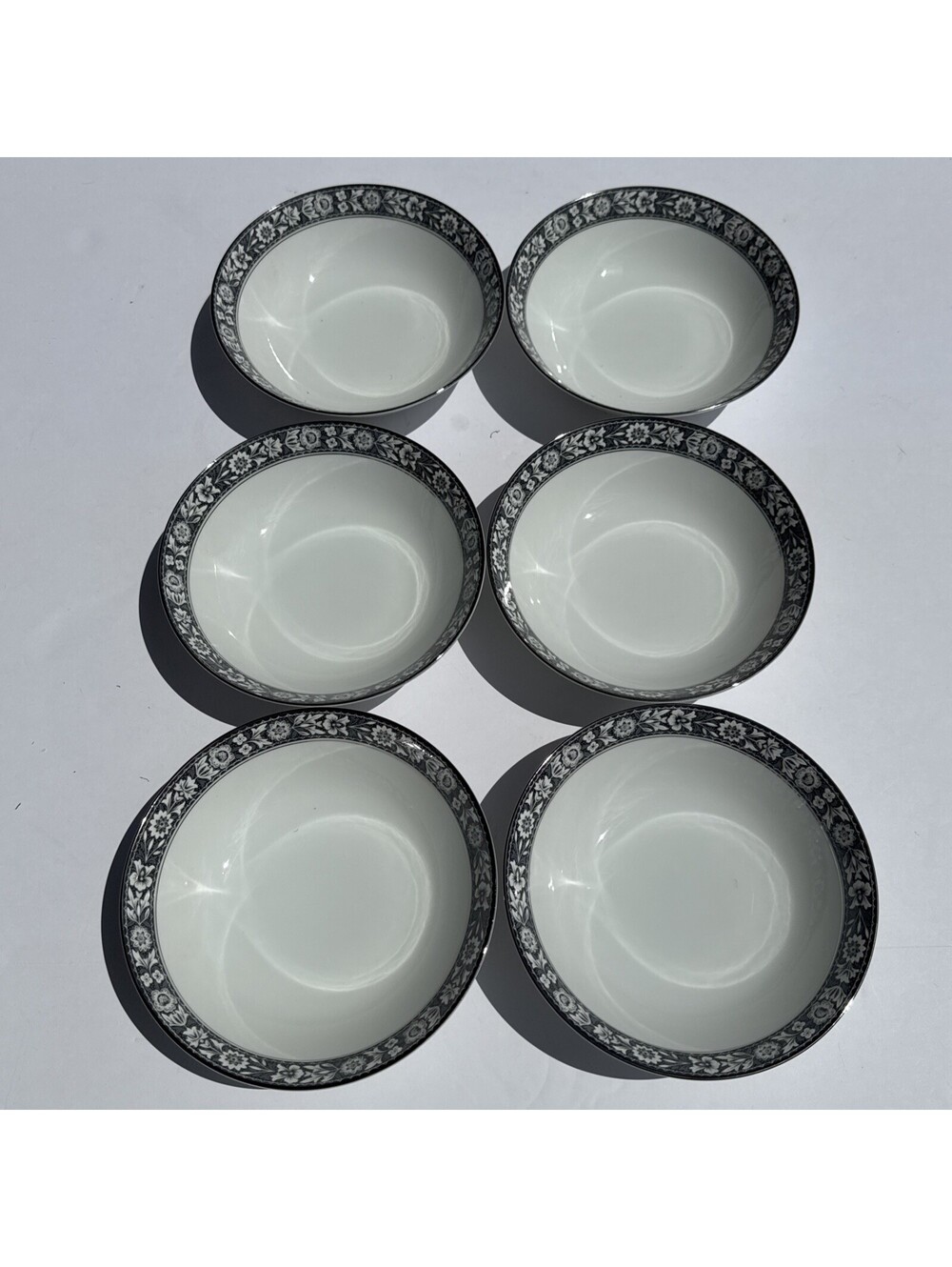 SANGO China Navarro Soup Bowls Set of 6 Black 7" 6283